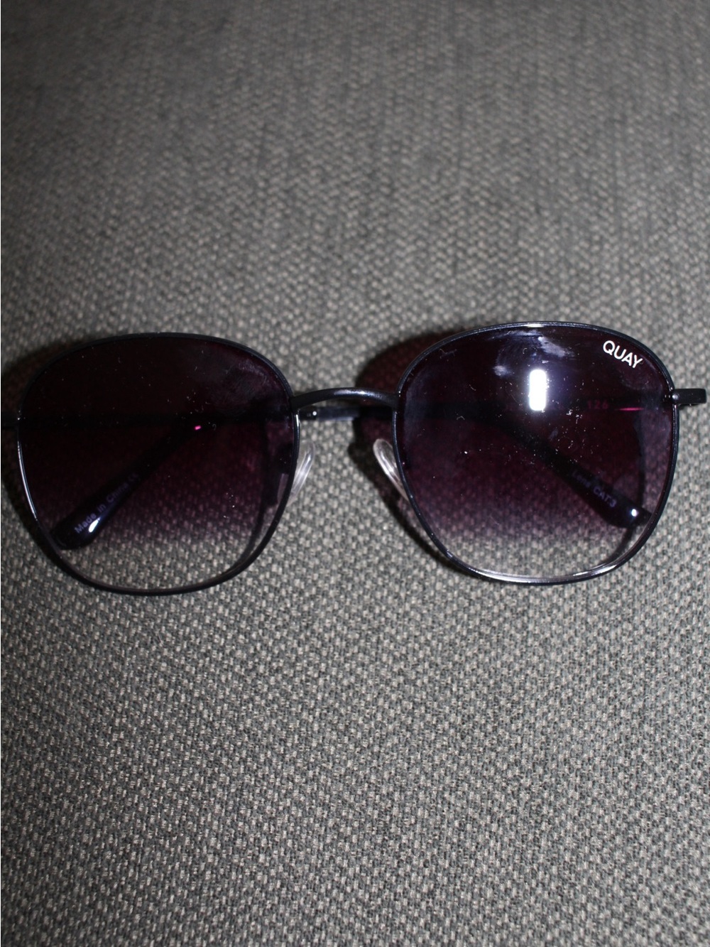 Quay Australia Black Frame Sunglasses with Gradient Purple Lenses